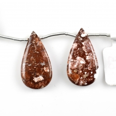 Wild Horse Jasper Drops Almond Shape 28x15mm Drilled Beads Matching Pair