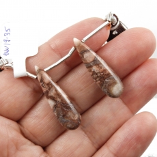 Wild Horse Jasper Drops Almond Shape 29x8mm Drilled Beads Matching Pair