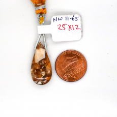 Wood Jasper Drop Almond Shape 25x12mm Drilled Bead Single Piece