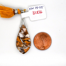 Wood Jasper Drop Leaf Shape 31x16mm Drilled Bead Single Piece
