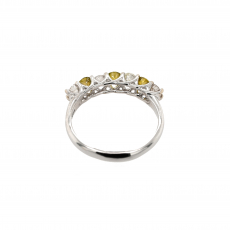 Yellow and White Diamond Round 0.41 Carat Stackable Ring Band in 14K White Gold