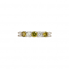 Yellow and White Diamond Round 0.41 Carat Stackable Ring Band in 14K White Gold