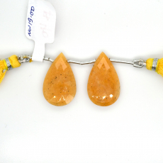 Yellow Aventurine Drop Almond Shape 22x14mm Drilled Bead Matching Pair