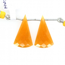 Yellow Aventurine Drops Conical Shape 27x16mm Drilled Beads Matching Pair