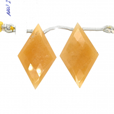 Yellow Aventurine Drops Diamond Shape 30x18mm Drilled Beads Matching Pair