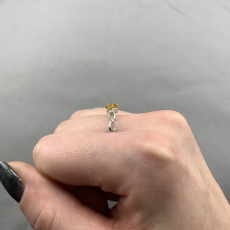 Yellow Diamond Heart 0.37 Carat Ring with Accent Diamonds in 14K White Gold
