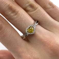 Yellow Diamond Heart Shape 0.27 Carat Ring with Accent White Diamonds in 14K White Gold