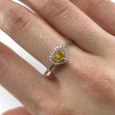 Yellow Diamond Heart Shape 0.39 Carat Ring with Accent White Diamonds in 14K White Gold