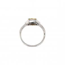 Yellow Diamond Marquise 0.19 Carat Ring with Accent White Diamonds in 14K White Gold