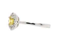 Yellow Diamond Oval 0.30 Carat With Accent Diamonds Engagement Ring In 14k White Gold