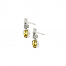 Yellow Diamond Oval 0.71 Carat Earrings with Accent Diamonds in 14K White Gold