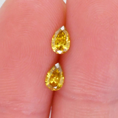 Yellow Diamond Pear Shape 5x3mm Matching Pair 0.37 Carat