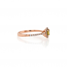 Yellow Diamond Round 0.44 Carat Ring In 14K Rose Gold With Diamond Accents