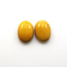 Yellow Mookaite Jasper Cab Oval 14X10mm Matching Pair Approximately 9.76 Carat