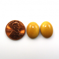 Yellow Mookaite Jasper Cab Oval 16X12mm Matching Pair Approximately 16 Carat