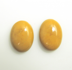 Yellow Mookaite Jasper Cab Oval 18X13mm Matching Pair Approximately 20 Carat