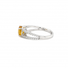 Yellow Sapphire Oval 1.50 Carat  Ring In 14K White Gold With Accent Diamonds(RG1350)