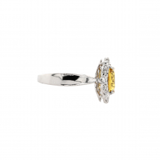 Yellow Sapphire Oval 2.02 Carat Ring with Accent Diamonds in 14K White Gold