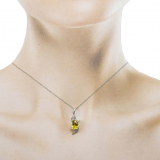 Yellow Sapphire Oval 2.20 Carat Pendant in 14K White Gold with Diamond Accent ( Chain Not Included )