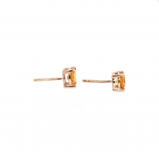 Yellow Sapphire Round 1.22 Carat Stud Earring In 14k Rose Gold