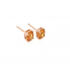 Yellow Sapphire Round 1.22 Carat Stud Earring In 14k Rose Gold