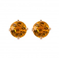 Yellow Sapphire Round 1.65 Carat Stud Earring in 14K Rose Gold