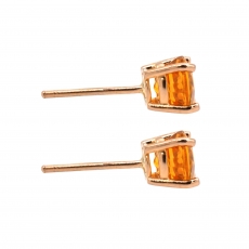 Yellow Sapphire Round 2.05 Carat Stud Earring in 14K Rose Gold