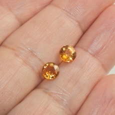 Yellow Sapphire Round 5.4mm Matching Pair Approximately 1.50 Carat