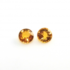 Yellow Sapphire Round 5.4mm Matching Pair Approximately 1.50 Carat
