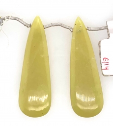 Yellow Serpentine Almond 49x14mm Matching Pair