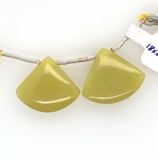 Yellow Serpentine Drops Fan Shape 18x20mm Drilled Bead Matching Pair