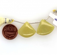 Yellow Serpentine Drops Fan Shape 18x20mm Drilled Bead Matching Pair
