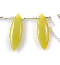 Yellow Serpentine Marquise 29x9mm Drilled Beads Matching Pair