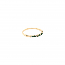 Zambian Emerald 0.11 Carat Ring Band in 14K Yellow Gold with Accent Diamonds (RG0698)