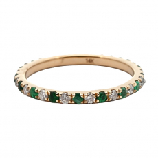 Zambian Emerald 0.30 Carat Eternity Ring Band in 14K Yellow Gold with Diamonds