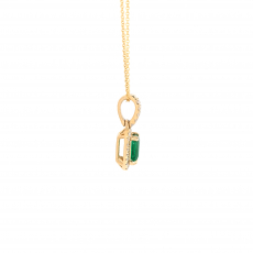Zambian Emerald 0.48 Carat Pendant with Accent Diamonds in 14K Yellow Gold ( Chain Not Included )