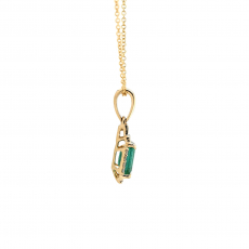 Zambian Emerald Emerald Cut 0.50 Carat Pendant with Accent Diamonds in 14K Yellow Gold ( Chain Not Included )