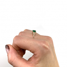 Zambian Emerald Oval 0.58 Carat With Diamond Accent Ring in 14K Rose Gold