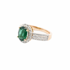 Zambian Emerald Oval Cut 1.64 Carat Ring with Accent Diamonds in 14K Yellow Gold