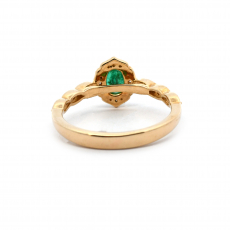 Zambian Emerald Oval Shape 0.45 Carat Ring In 14K Yellow Gold With Accented Diamonds
