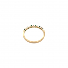 Zambian Emerald Round 0.16 Carat Ring Band in 14K Yellow Gold with Accent Diamonds (RG4897)