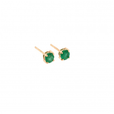 Zambian Emerald Round 0.49 Carat Stud Earring In 14k Rose Gold