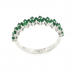 Zambian Emerald Round 0.60 Carat Ring Band in 14K White Gold