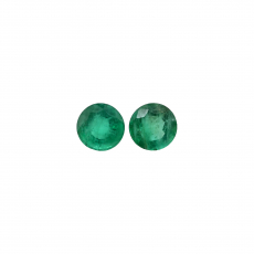 Zambian Emerald Round 3.57 Carat 7.9mm Matching Pair