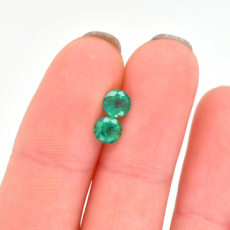 Zambian Emerald Round 4.5mm Matching Pair Approximately 0.65 Carat