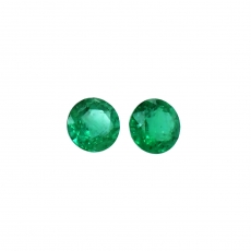 Zambian Emerald Round 4.6mm Matching Pair Approximately 0.75 Carat