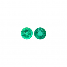 Zambian Emerald Round 4.7mm Matching Pair Approximately 0.85 Carat