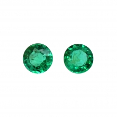 Zambian Emerald Round 4.8mm Matching Pair Approximately 0.80 Carat
