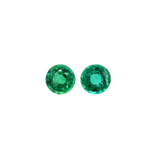 Zambian Emerald Round 4mm Matching Pair Approximately 0.43 Carat