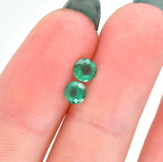 Zambian Emerald Round 4mm Matching Pair Approximately 0.45 Carat